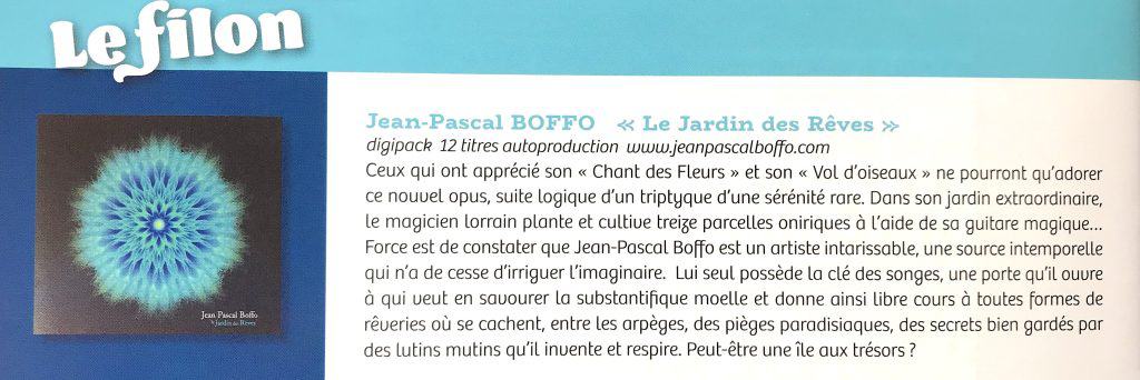 article Le Filon Le jardin des rêves Jean-Pascal Boffo